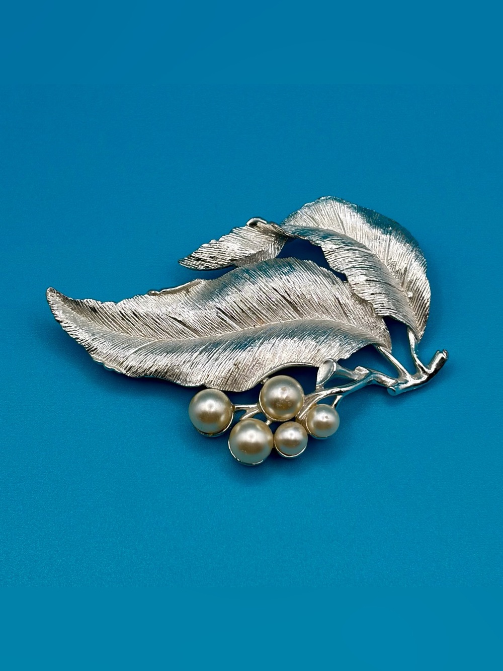 Sarah Coventry “Silvery Splendor” Silver Leaf Brooch, 1969, 3”